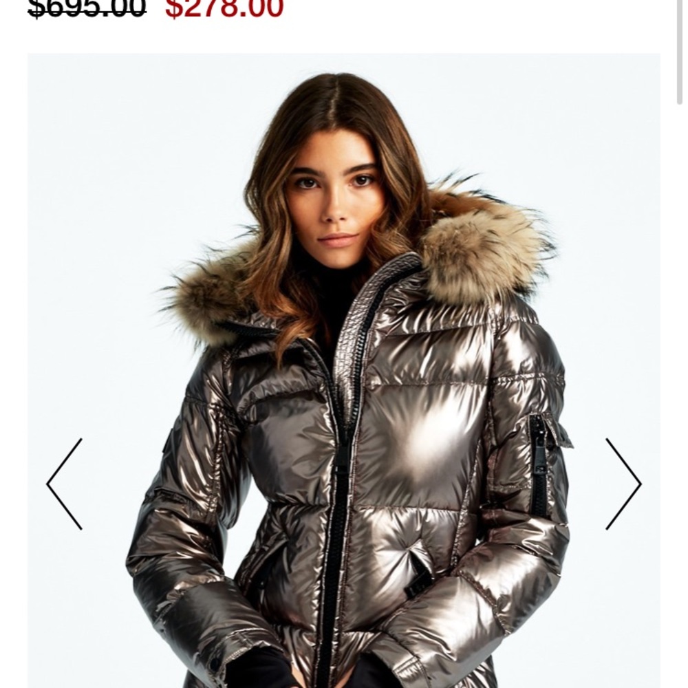 SAM. New York “Blake” Gold Puffer Jacket Brand New W/Tags Fur Lined Hood $695 L